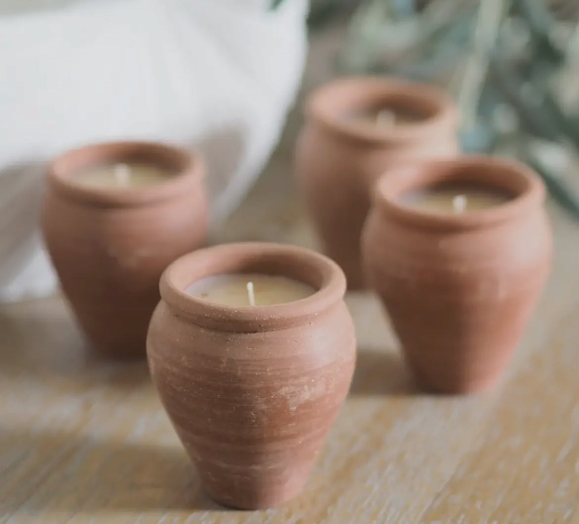 Lavender Scented Soy Wax Candle in a Terracotta Jar