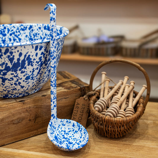 Blue Splatter Enamel Ladle