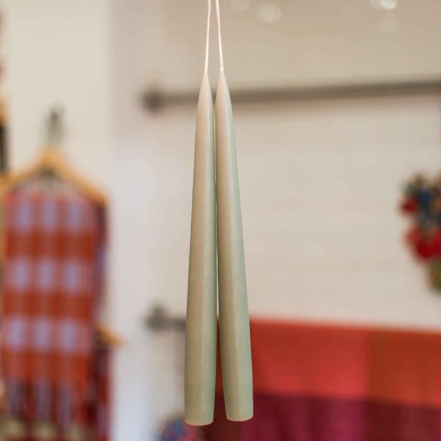 Olive taper candles - pair