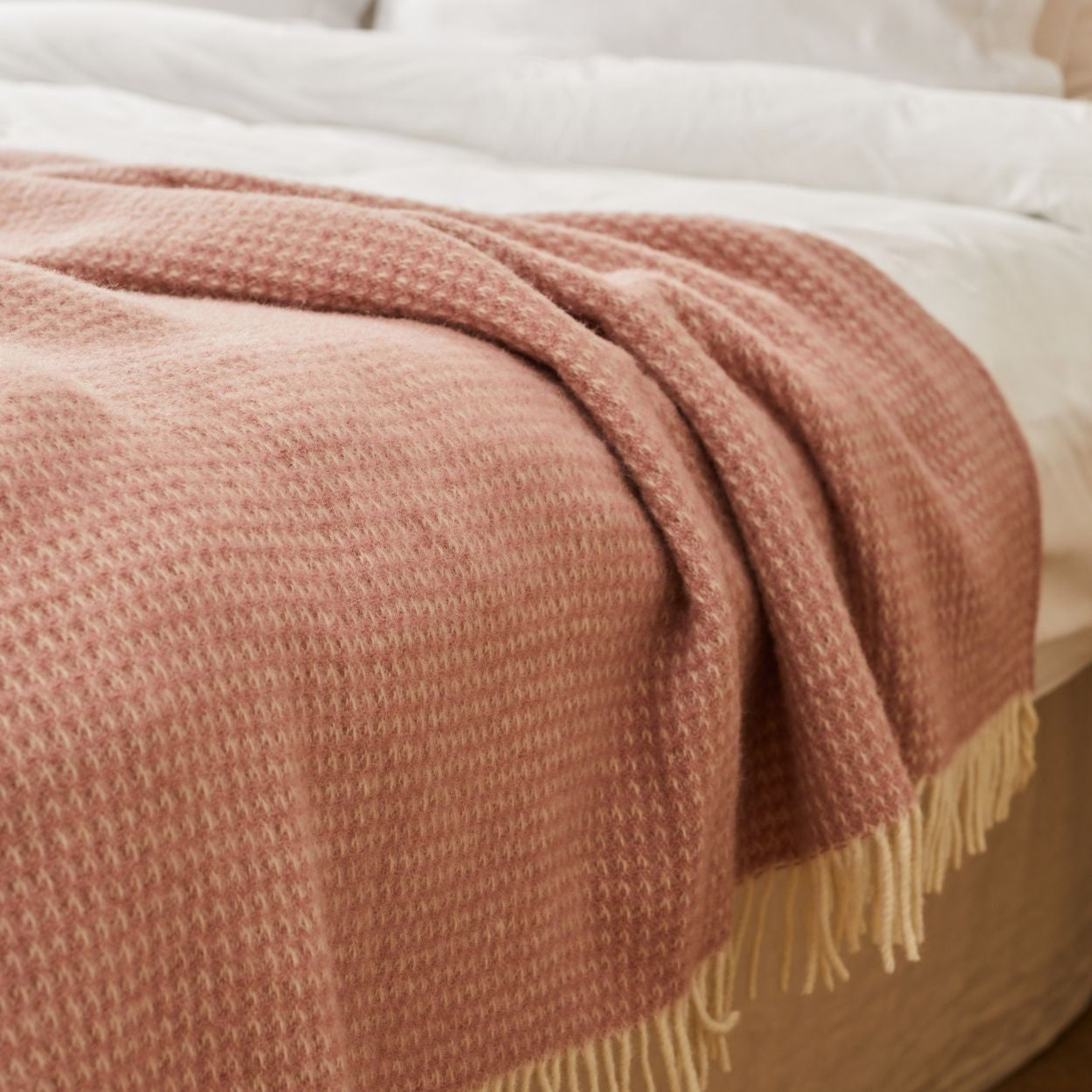 Dusky Pink Waffle Large Blanket