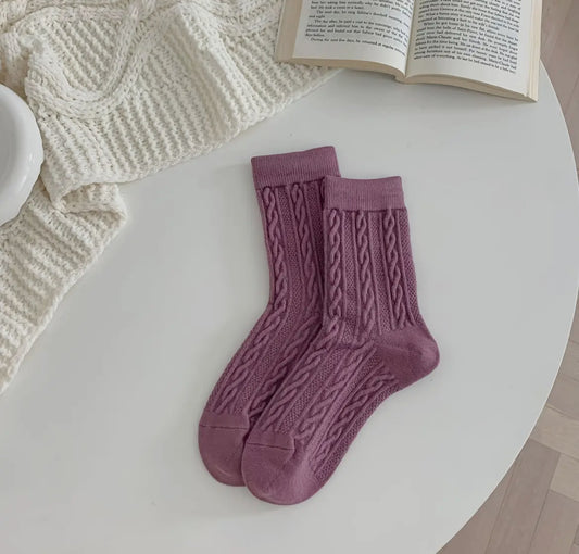 Women’s Retro Warm Twist Socks- Lilac
